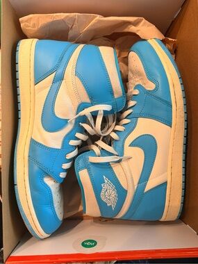 Nike Air Jordan 1 Retro High OG University Blue White Sneakers Men's 14